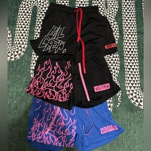 Kill Crew Unisex Athletic Shorts Bundle - Black, Pink, Blue
